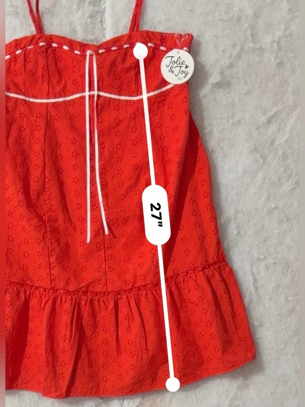 Red Eyelet Lace-Up Spaghetti Strap Chemise (SKU843)
